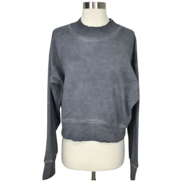 TALENTLESS Tops - Talentless Sweatshirt Women's Size M Medium Gray Oil Stain Mock Neck Cropped